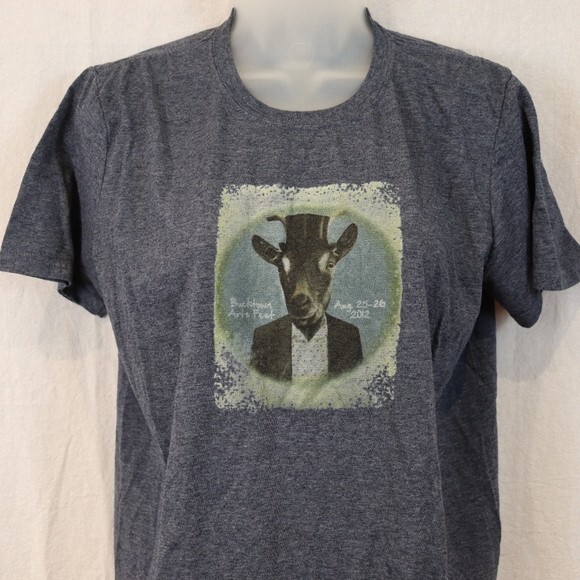 Gildan Soft Style Blue Goat in Tuxedo Graphic Tshirt Chicago Bucktown Art Fest M - Picture 4 of 10